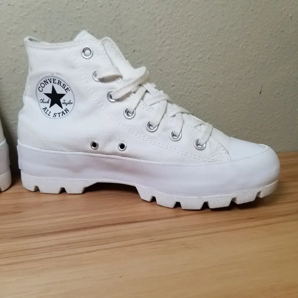Converse Women's 7.5 Chuck Taylor All Star Lug Sole Sneakers White Chunky Casual